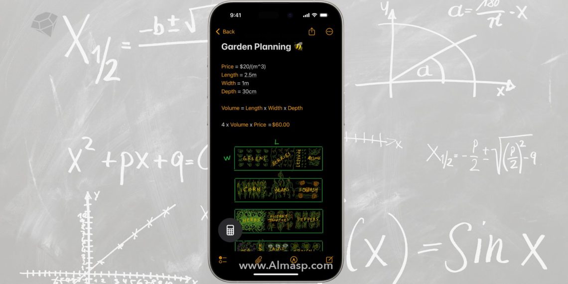 حل معادلات ریاضی در Notes آیفون