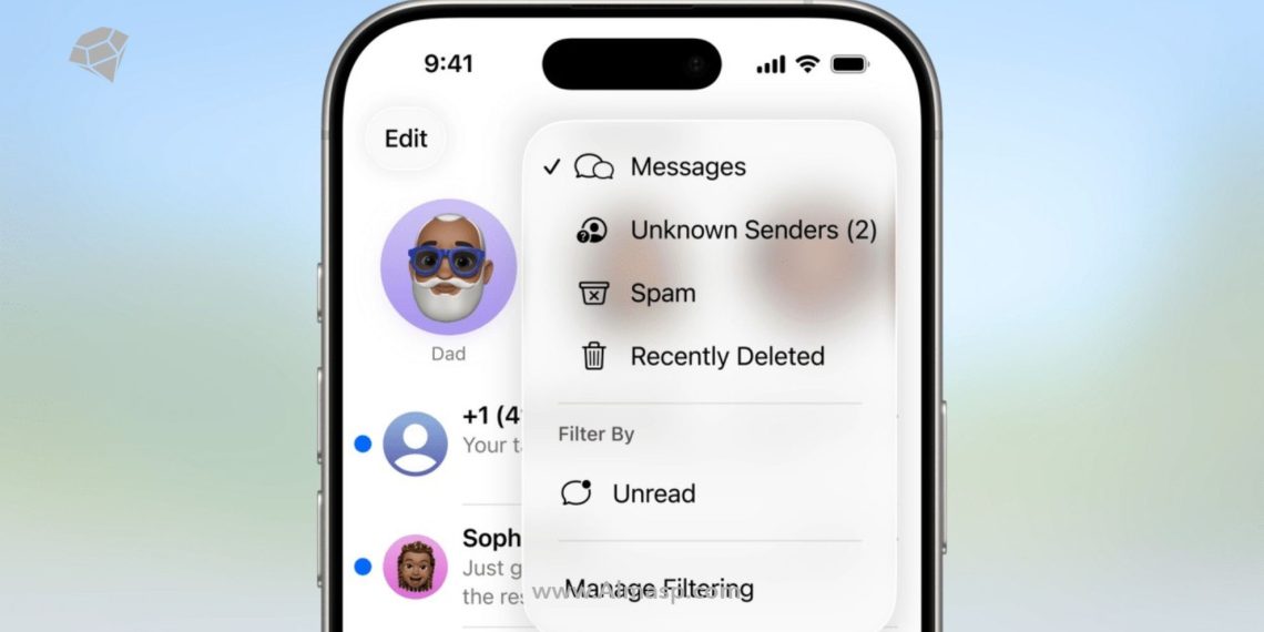 فیلتر پیام ناشناس آیفون در iOS 26